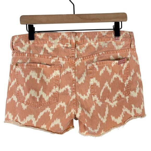 7 For All Mankind Shorts 27 Carlie Cut Off Pink Southwestern Aztec Print - Picture 4 of 7